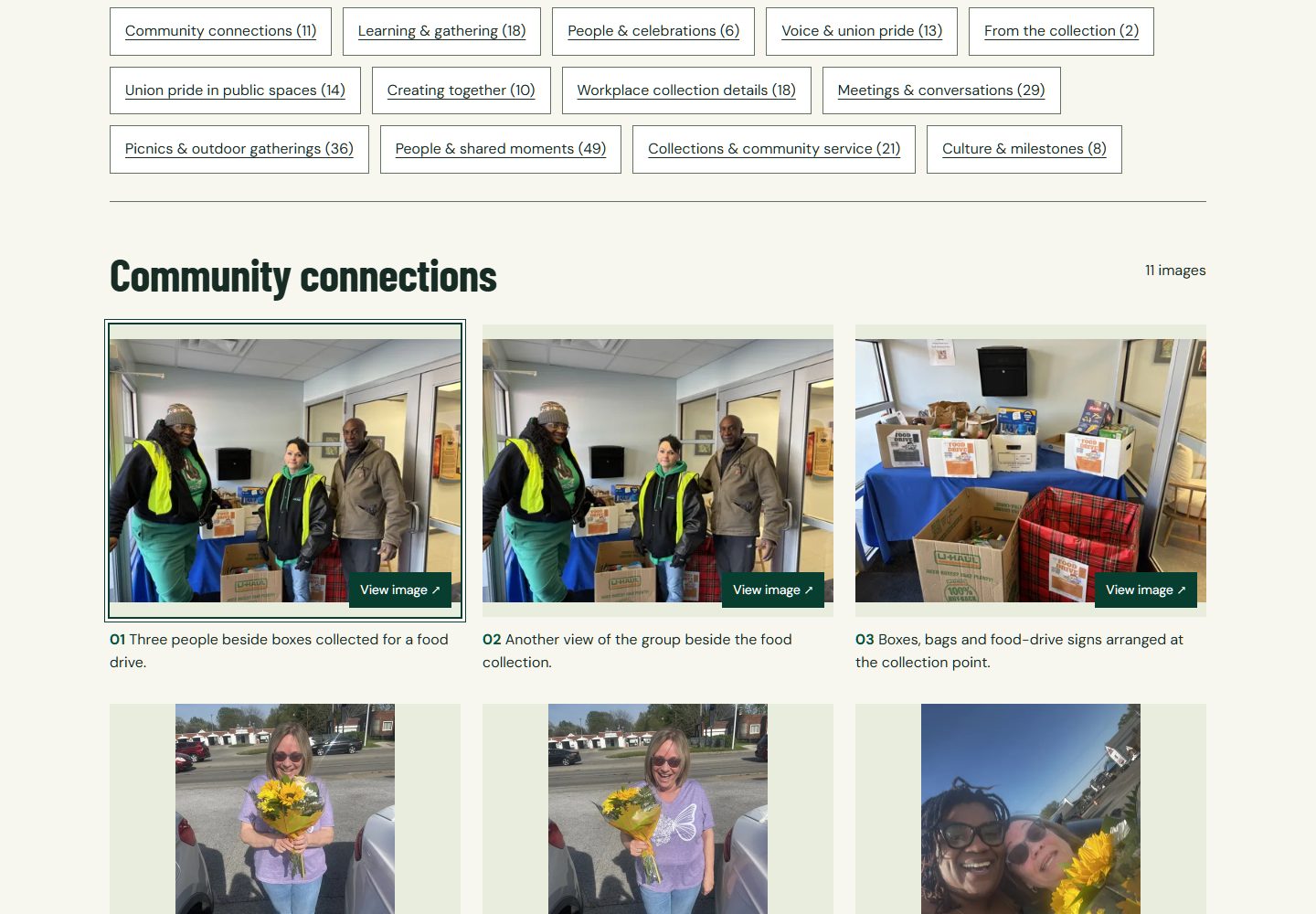 Live photo stories section showing the community photo selection