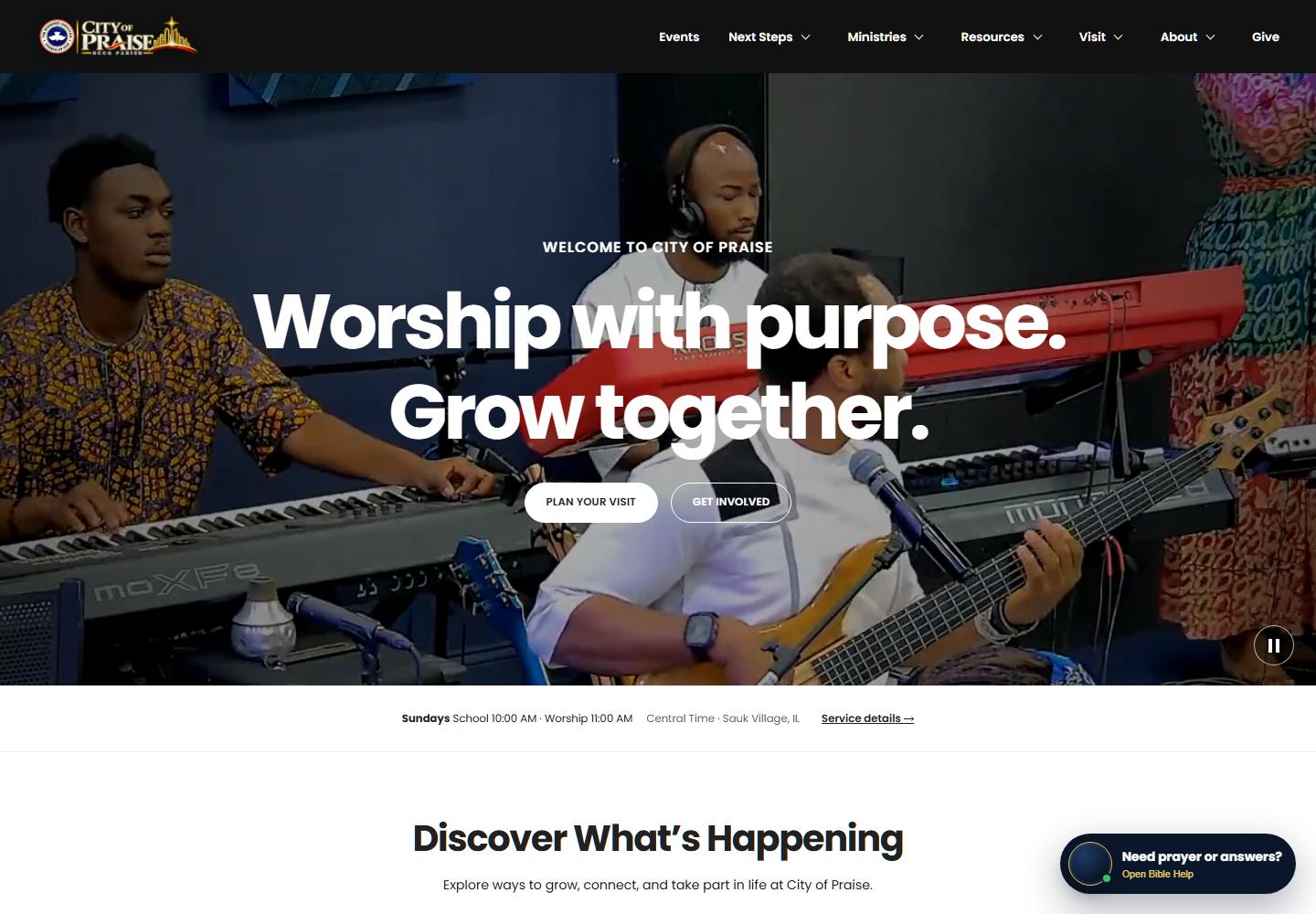 City of Praise — public website screenshot