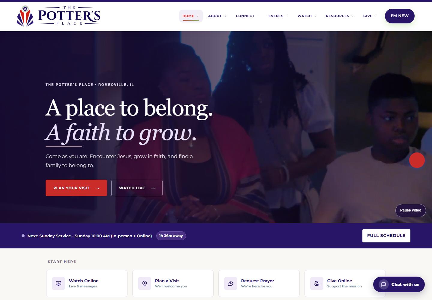 The Potter’s Place — public website screenshot